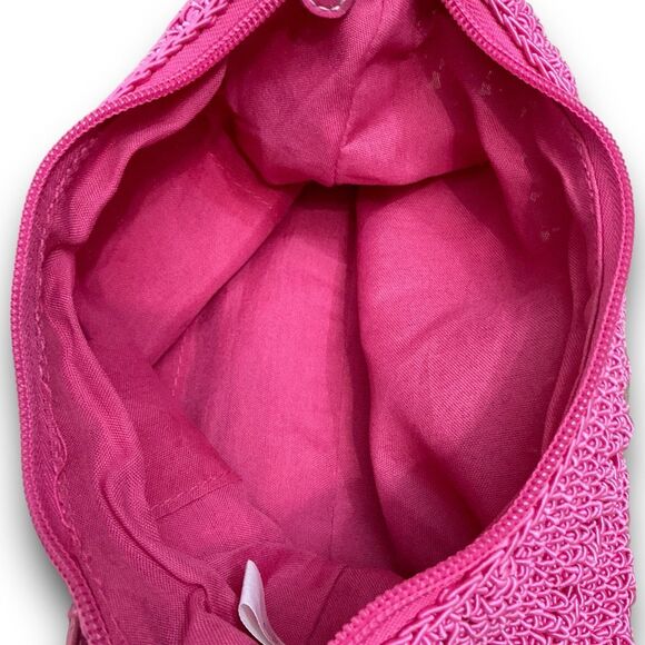 Minicci Crocheted Knit Macrame Pink Crossbody Bag Shoulder Bag Purse Handbag - Picture 6 of 11